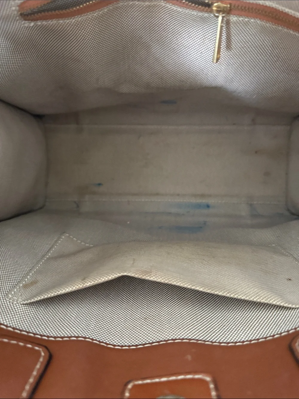 Tory Burch Canvas and Brown Leather Tote
